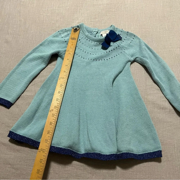 Catherine Malandrino Mini Girls Long Sleeve Knit Sweater Dress with bow Size 3T - Picture 7 of 8